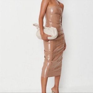 Missguided Croc Faux Leather Midaxi Bandeau Dress